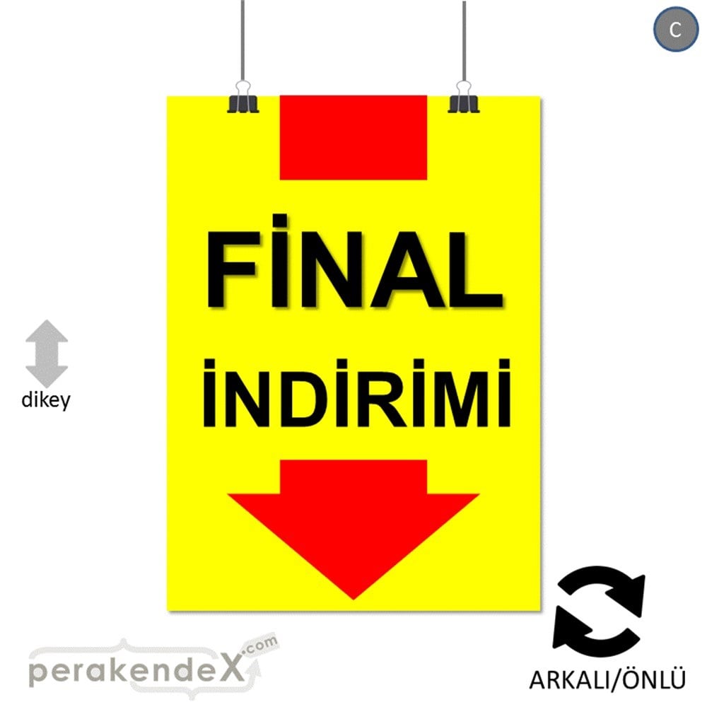 final indirimi SERT PLASTİK POSTER -dikdörtgen,çift yön baskı