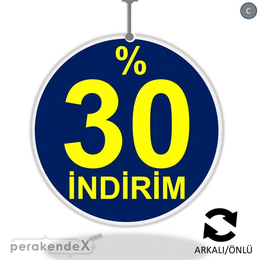 yüzde 30 indirim DÖNKARTI -oval,çift yön baskı