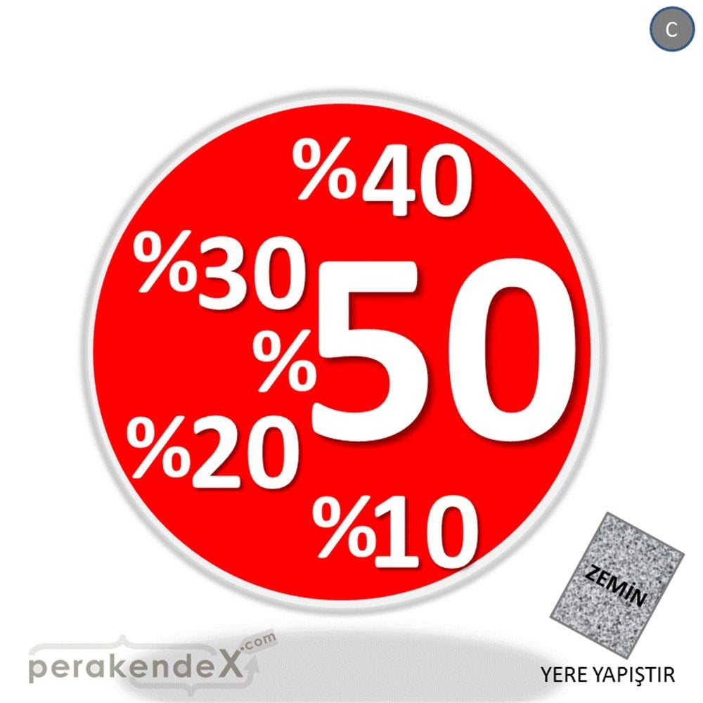 yüzde(50-40-30-20-10) indirim YER ZEMİNE YAPIŞIR -oval,tek yön baskı