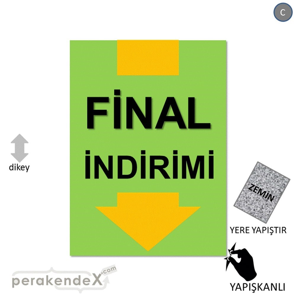 final indirimi YER ZEMİNE YAPIŞIR -dikdörtgen,tek yön baskı