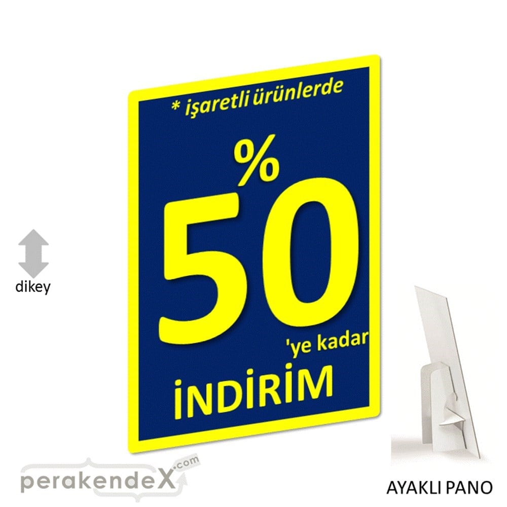 yüzde 50 ye varan indirim AYAKLI REKLAM PANOSU -dikdörtgen,tek yön baskı