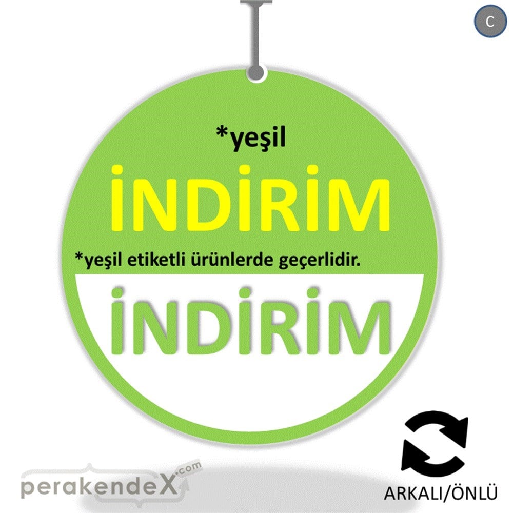 etiket rengine göre indirim DÖNKARTI -oval,çift yön baskı