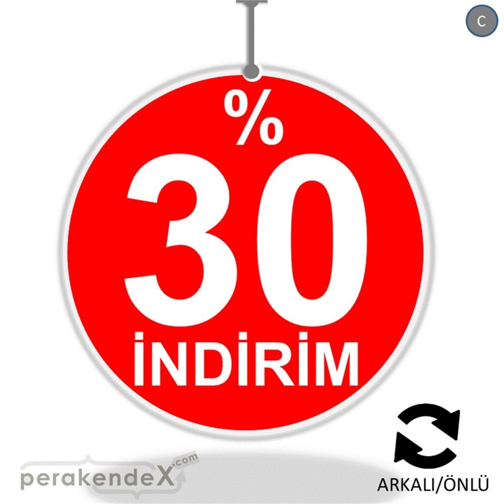 yüzde 30 indirim DÖNKARTI -oval,çift yön baskı