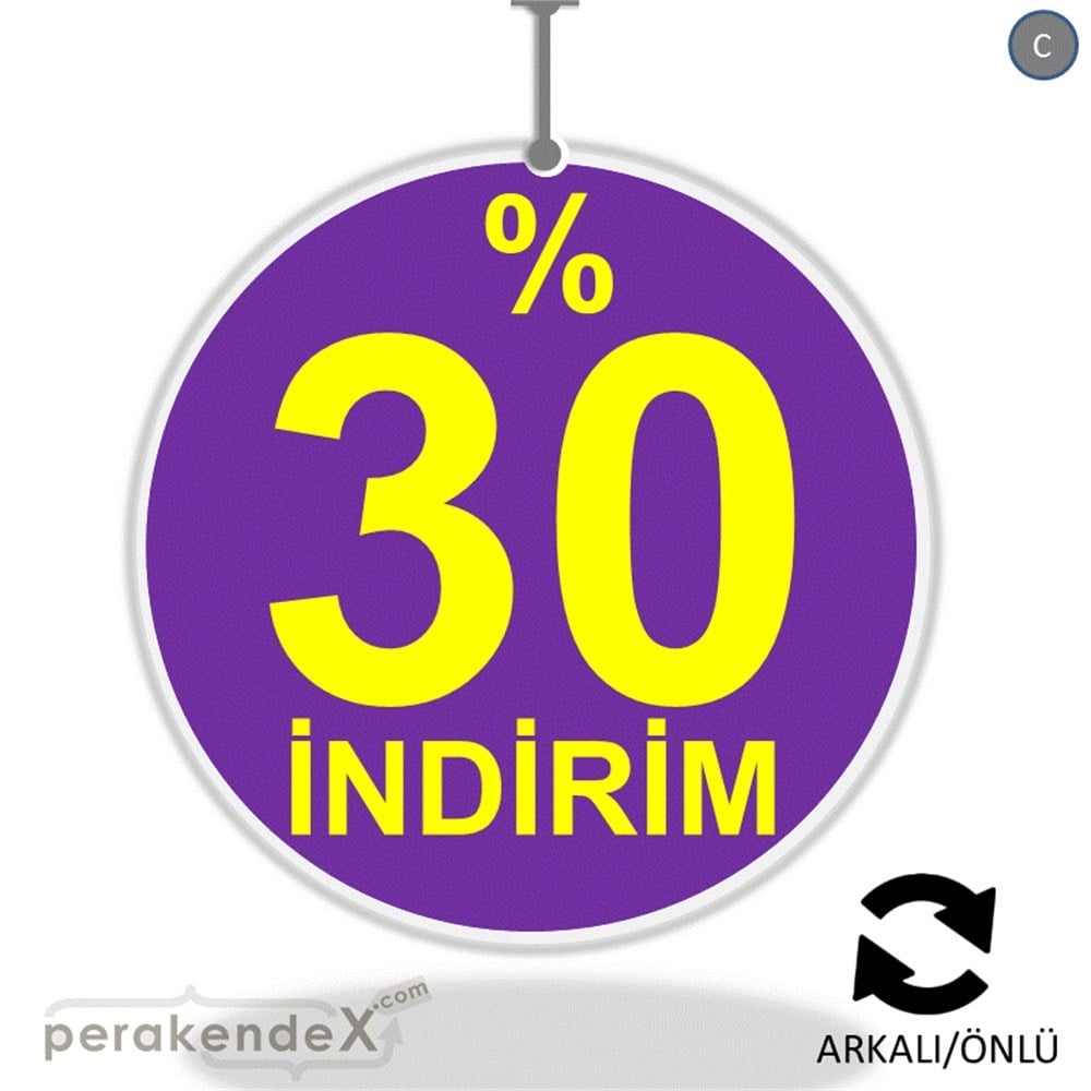 yüzde 30 indirim DÖNKARTI -oval,çift yön baskı
