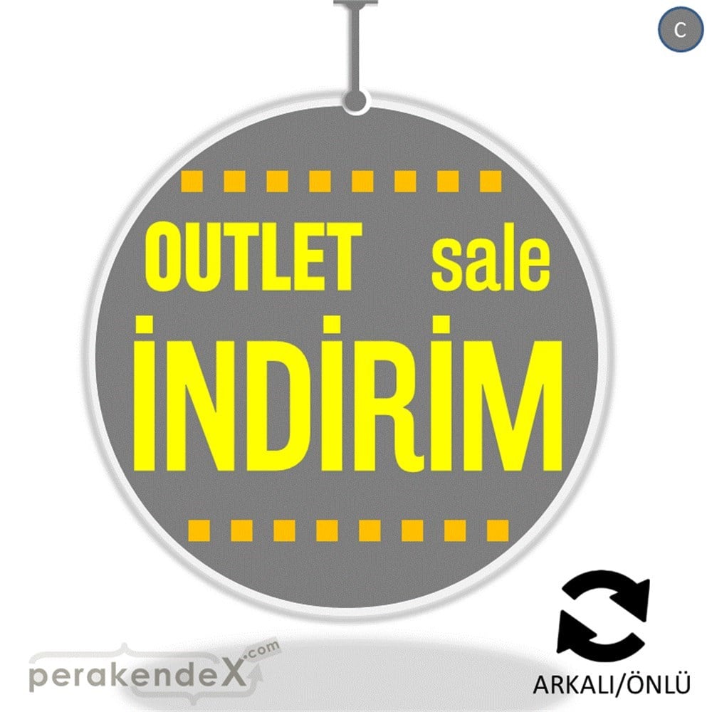 outlet sale indirim DÖNKARTI -oval,çift yön baskı