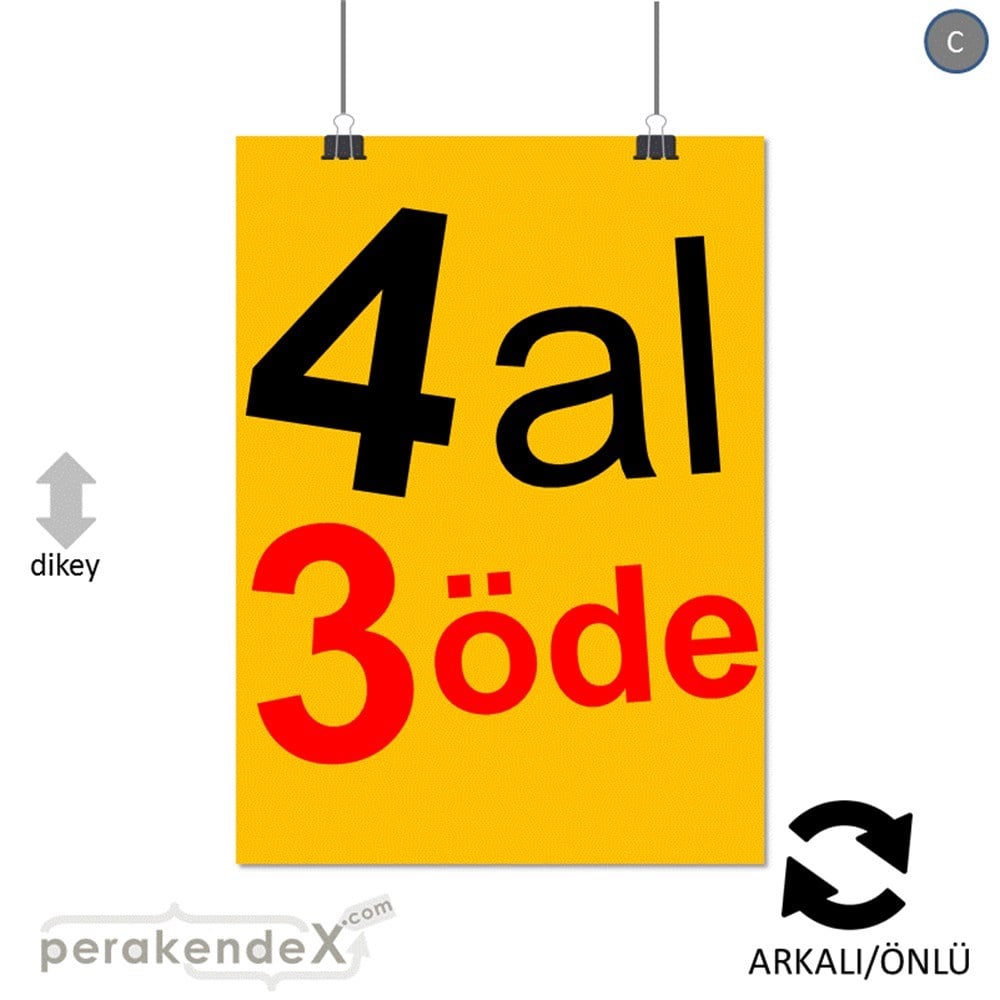 4 al 3 öde SERT PLASTİK POSTER -dikdörtgen,çift yön baskı