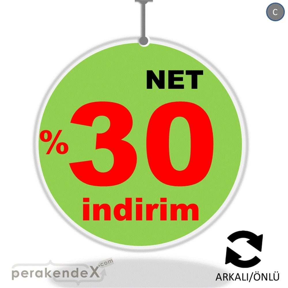 net yüzde 30 indirim DÖNKARTI -oval,çift yön baskı
