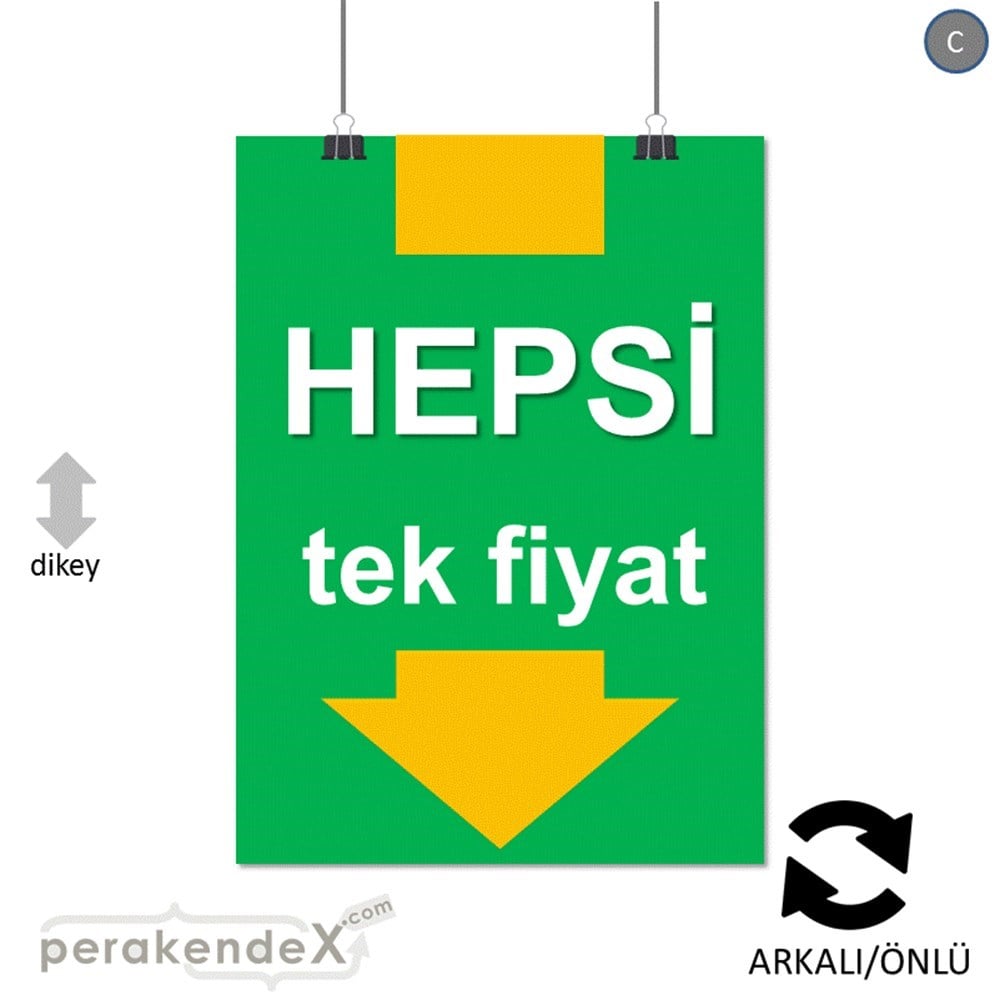 hepsi tek fiyat POSTERİ -dikdörtgen,çift yön baskı