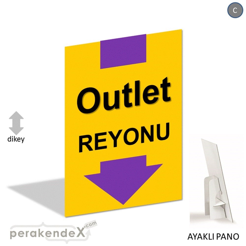 outlet reyonu AYAKLI REKLAM PANOSU -dikdörtgen,tek yön baskı