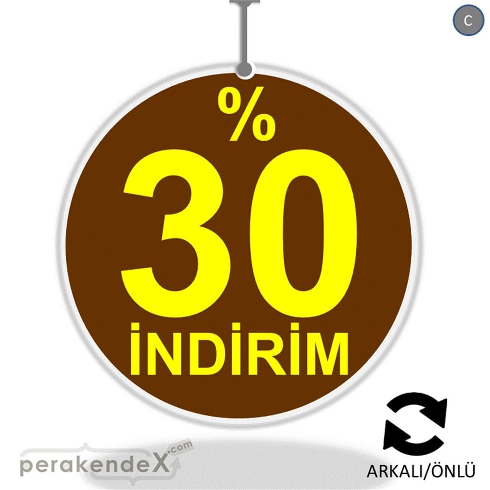 yüzde 30 indirim DÖNKARTI -oval,çift yön baskı