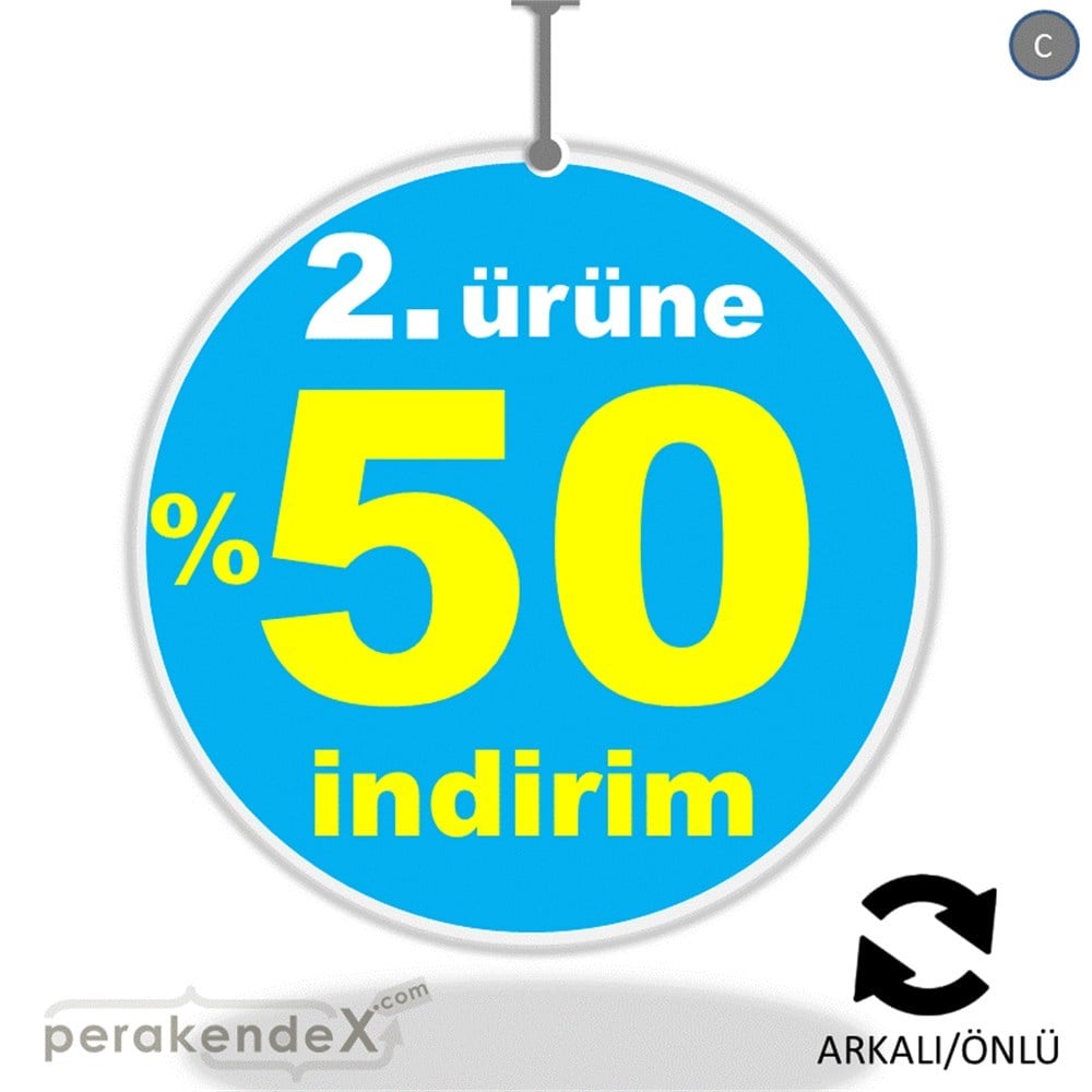 2. ürüne yüzde 50 indirim DÖNKARTI -oval,çift yön baskı