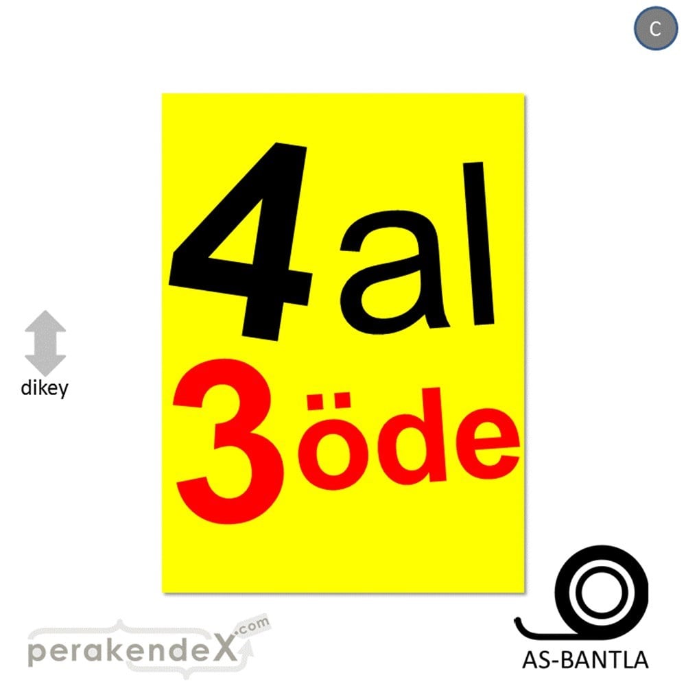 4 al 3 öde POSTERİ -dikdörtgen,tek yön baskı