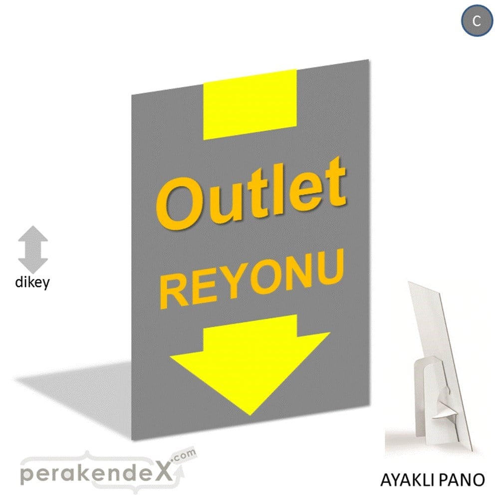 outlet reyonu AYAKLI REKLAM PANOSU -dikdörtgen,tek yön baskı