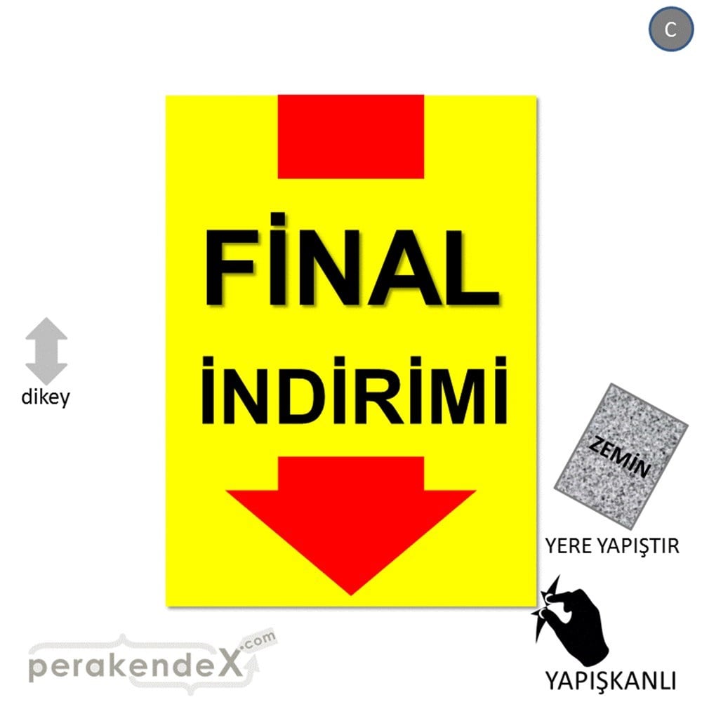 final indirimi YER ZEMİNE YAPIŞIR -dikdörtgen,tek yön baskı