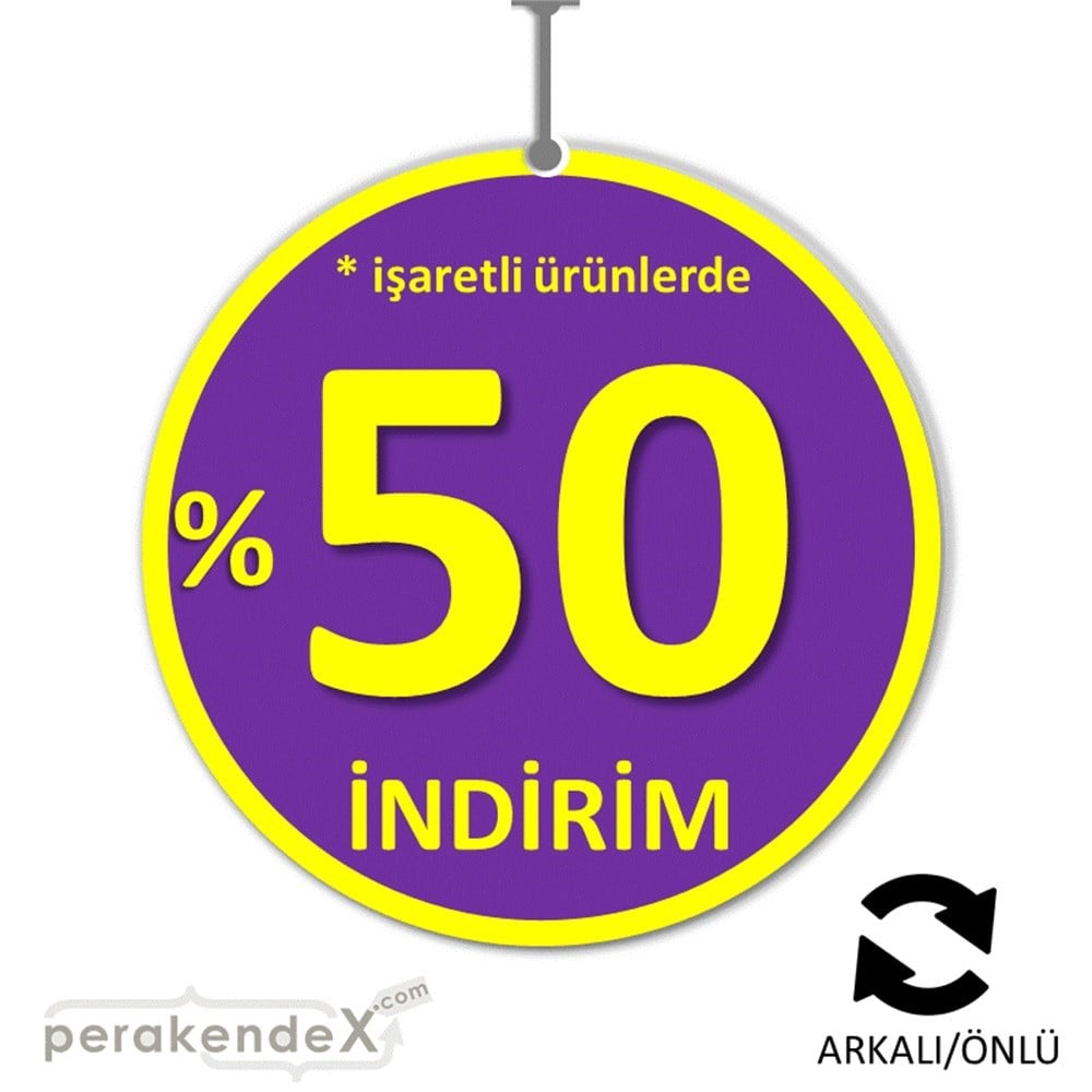 yüzde 50 ye varan indirim DÖNKARTI -oval,çift yön baskı
