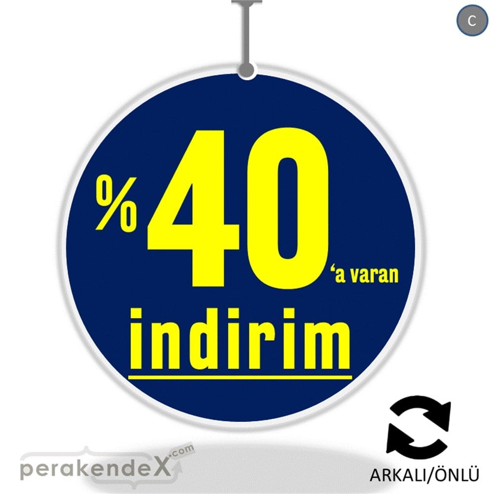 yüzde 40 a varan indirim DÖNKARTI -oval,çift yön baskı