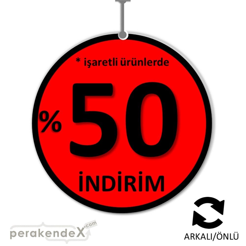 yüzde 50 ye varan indirim DÖNKARTI -oval,çift yön baskı