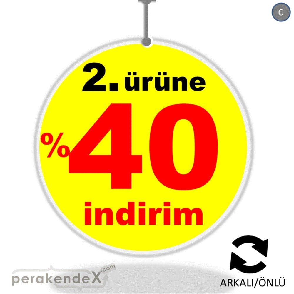 2. ürüne yüzde 40 indirim DÖNKARTI -oval,çift yön baskı