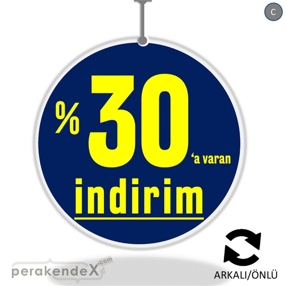 yüzde 30 a varan indirim DÖNKARTI -oval,çift yön baskı