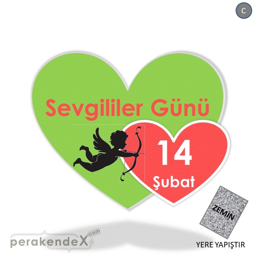 14 şubat sevgililer günü eros YER - ZEMİN FOLYO,  VİNİL -Kalp,tek yön baskı