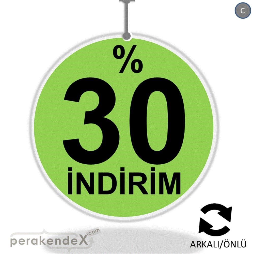 yüzde 30 indirim DÖNKARTI -oval,çift yön baskı