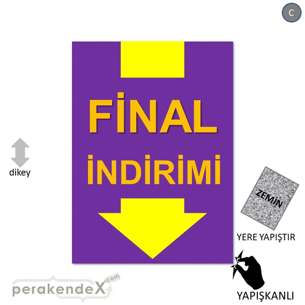 final indirimi YER ZEMİNE YAPIŞIR -dikdörtgen,tek yön baskı