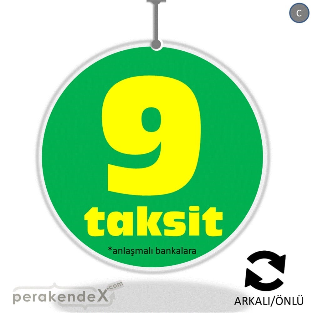 anlaşmalı bankalara 9 taksit DÖNKARTI -oval,çift yön baskı