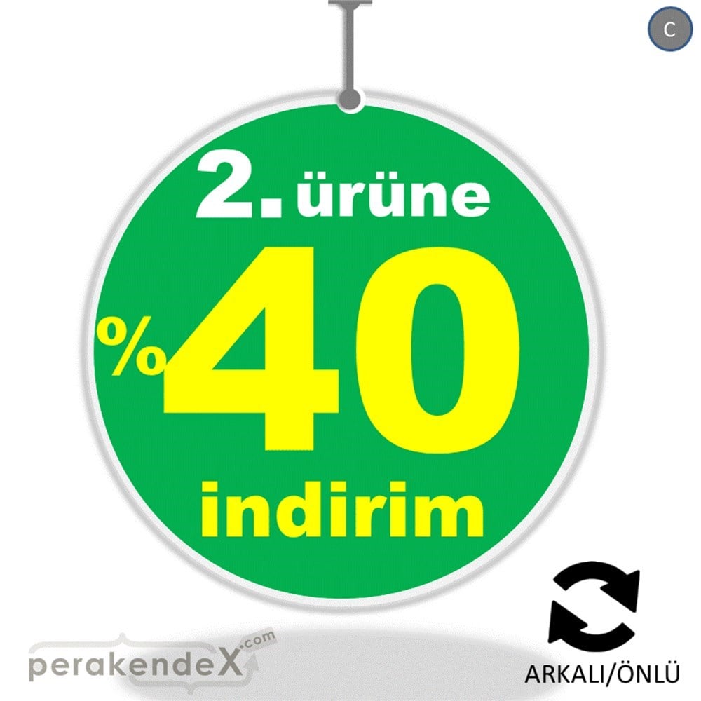 2. ürüne yüzde 40 indirim DÖNKARTI -oval,çift yön baskı