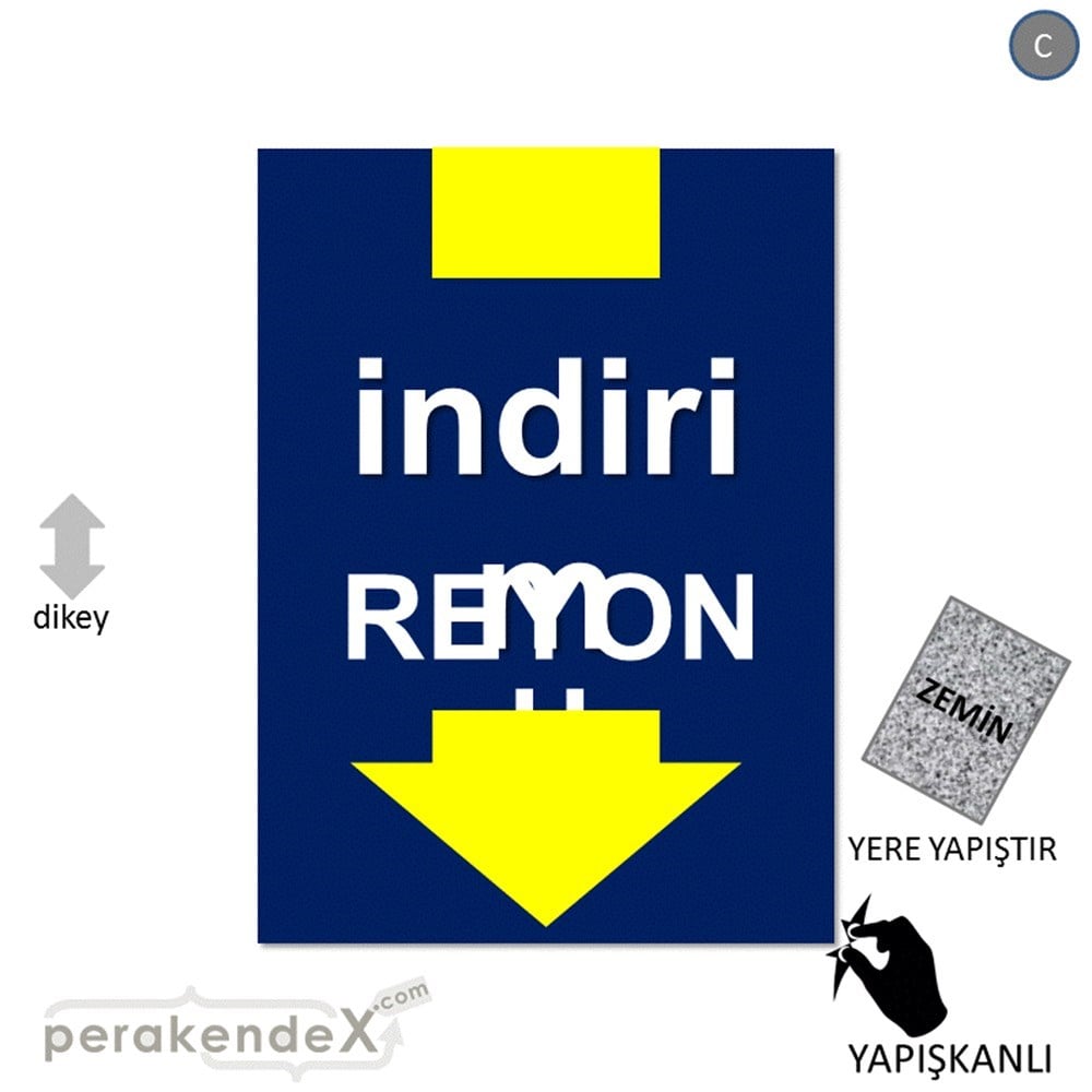 indirim reyonu YER ZEMİNE YAPIŞIR -dikdörtgen,tek yön baskı