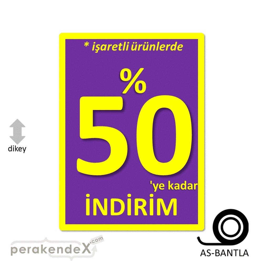 yüzde 50 ye varan indirim POSTERİ -dikdörtgen,tek yön baskı