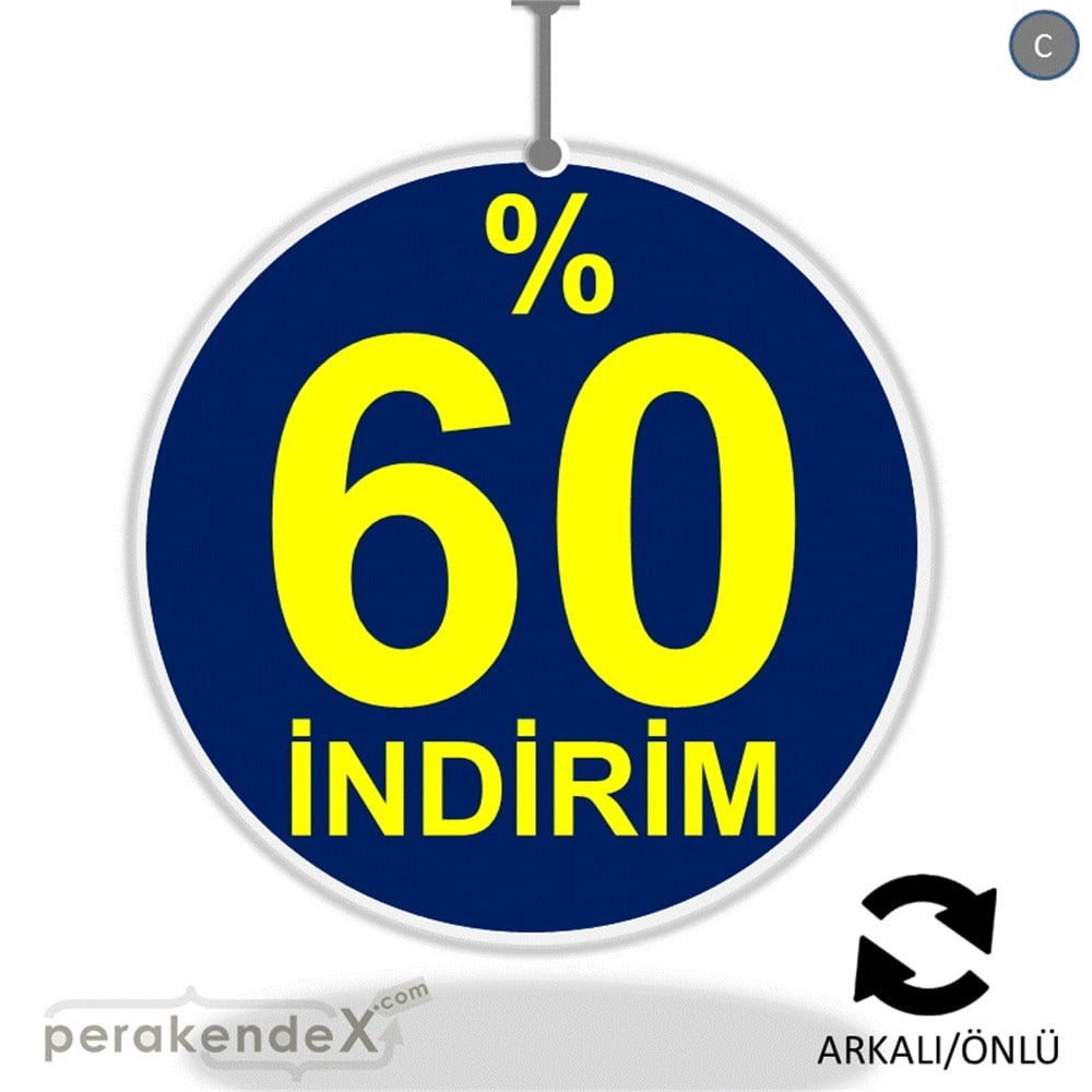 yüzde 60 indirim DÖNKARTI -oval,çift yön baskı