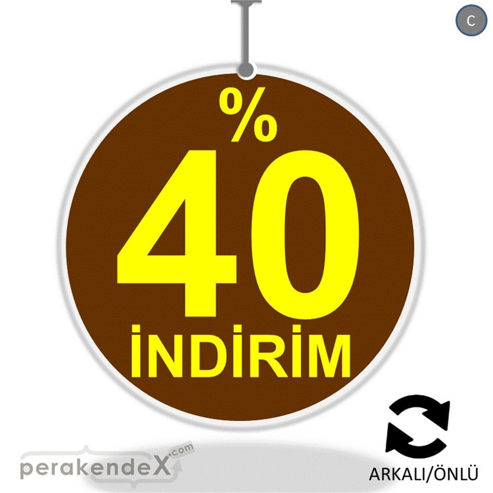 yüzde 40 indirim DÖNKARTI -oval,çift yön baskı