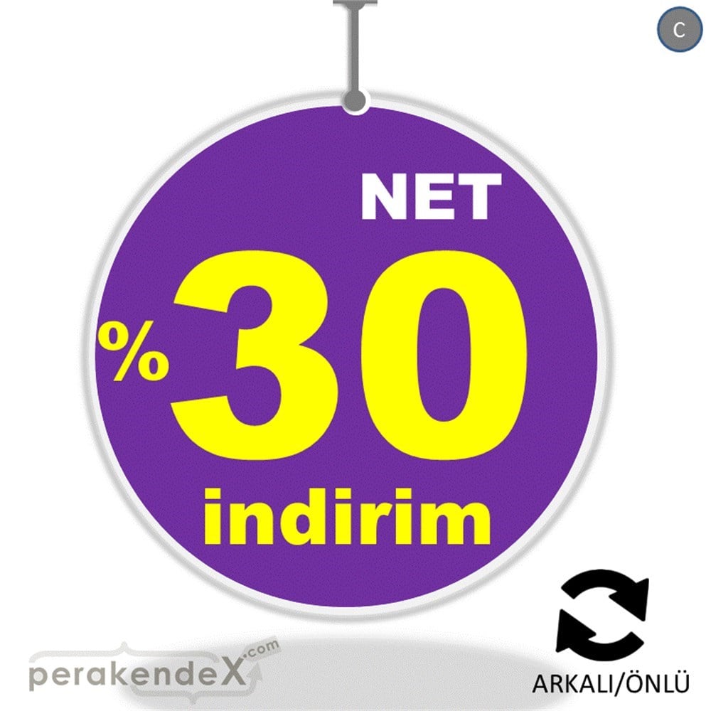 net yüzde 30 indirim DÖNKARTI -oval,çift yön baskı