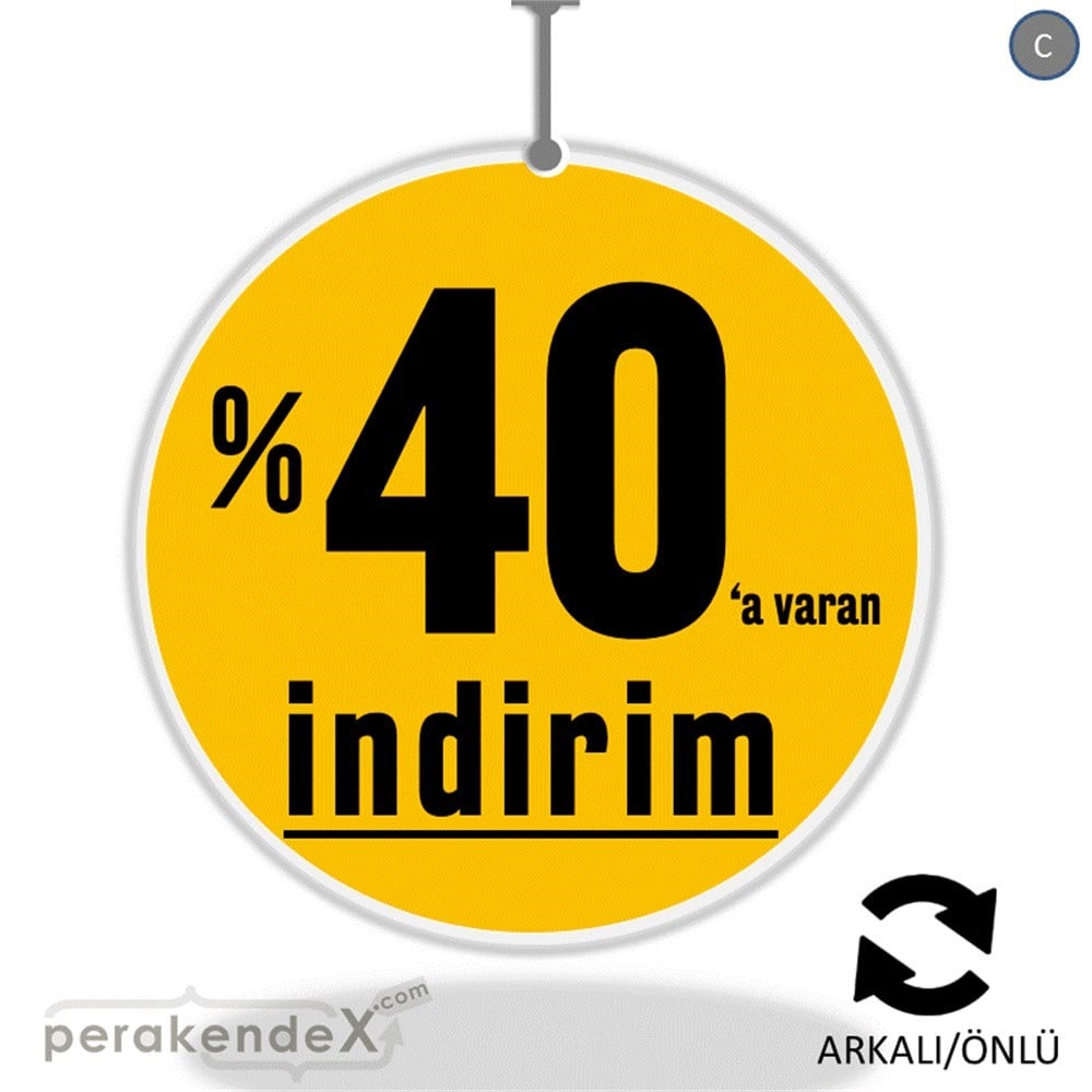 yüzde 40 a varan indirim DÖNKARTI -oval,çift yön baskı