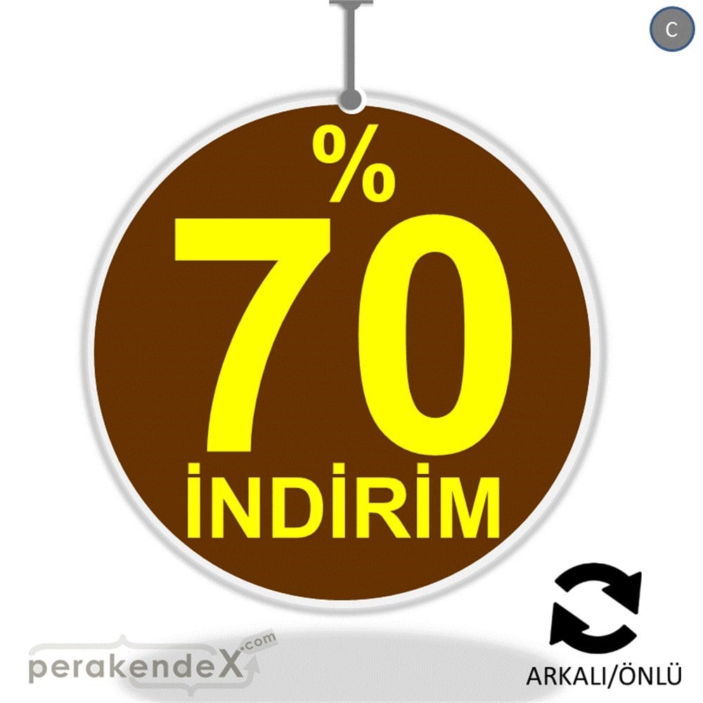 yüzde 70 indirim DÖNKARTI -oval,çift yön baskı