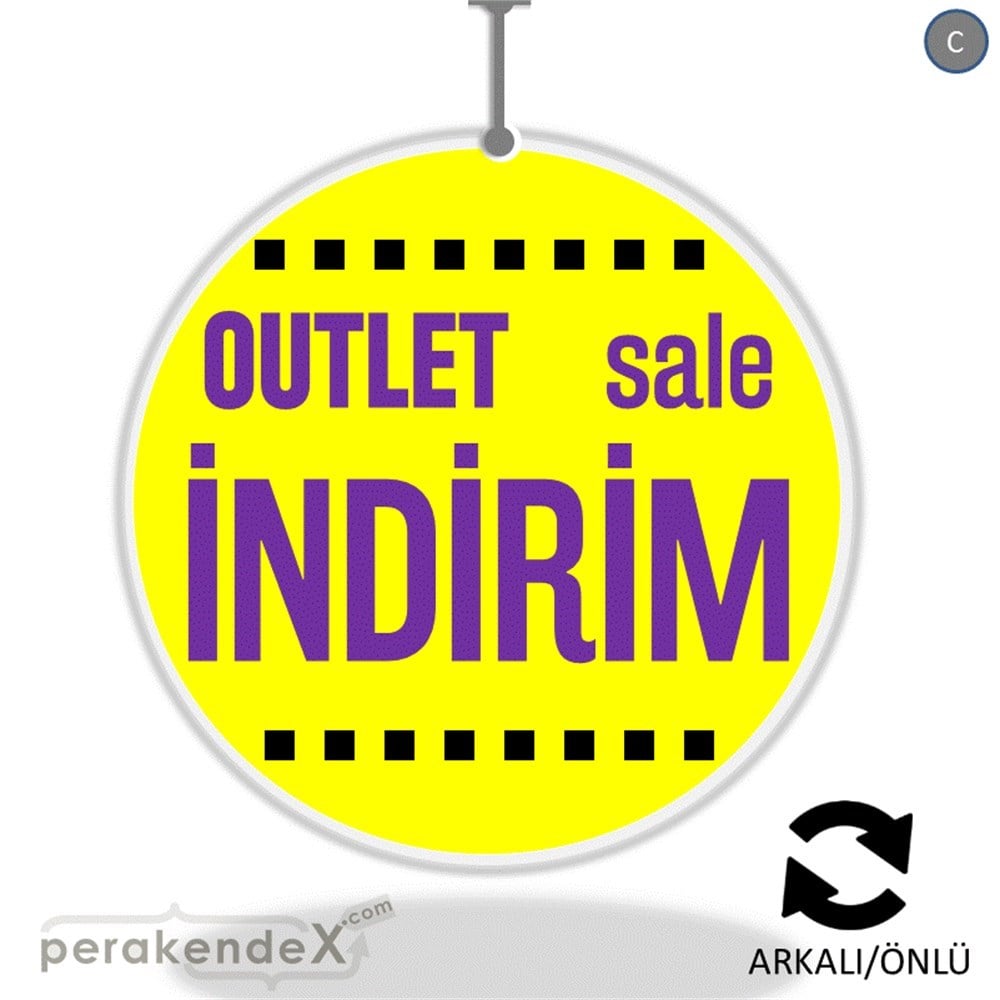 outlet sale indirim DÖNKARTI -oval,çift yön baskı