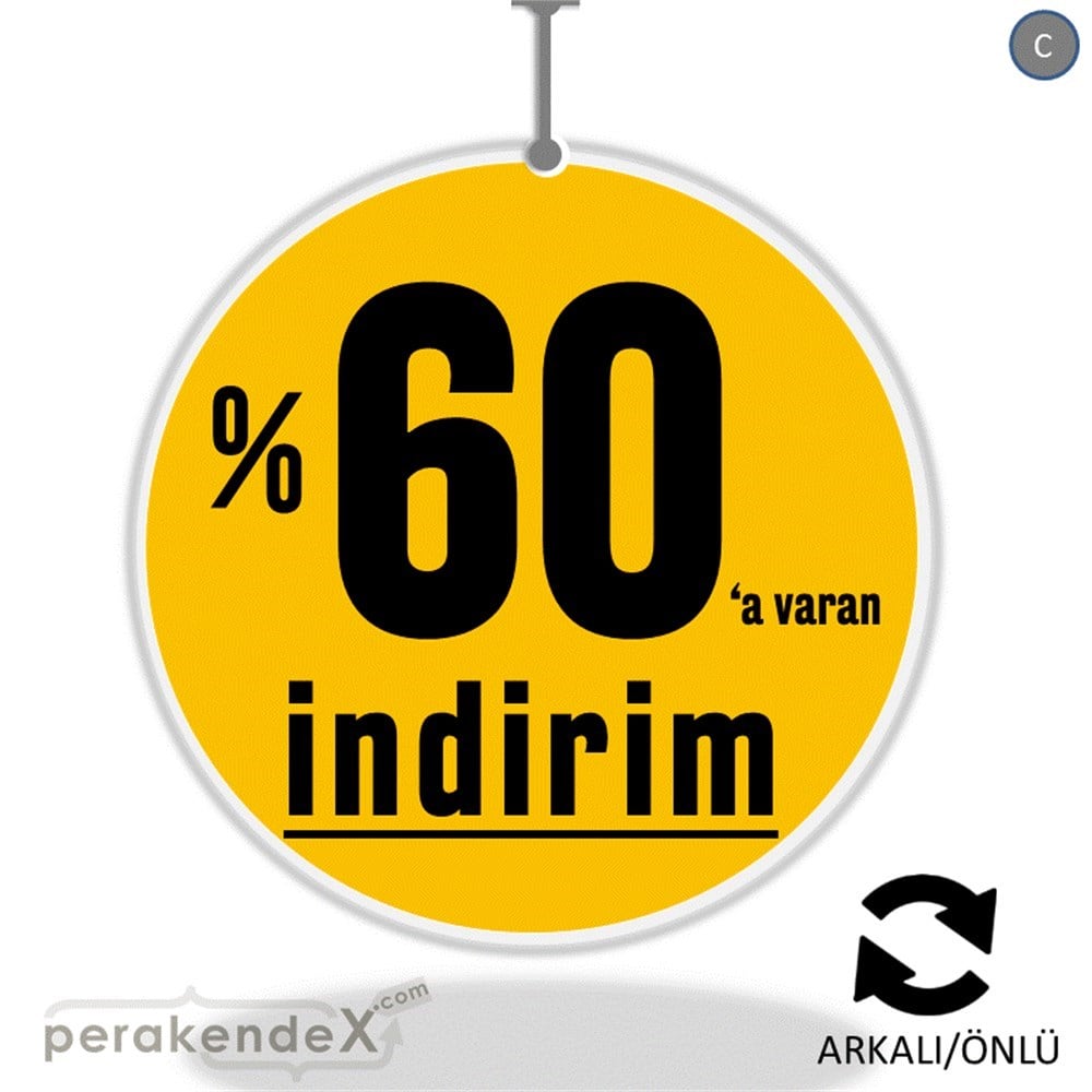 yüzde 60 a varan indirim DÖNKARTI -oval,çift yön baskı