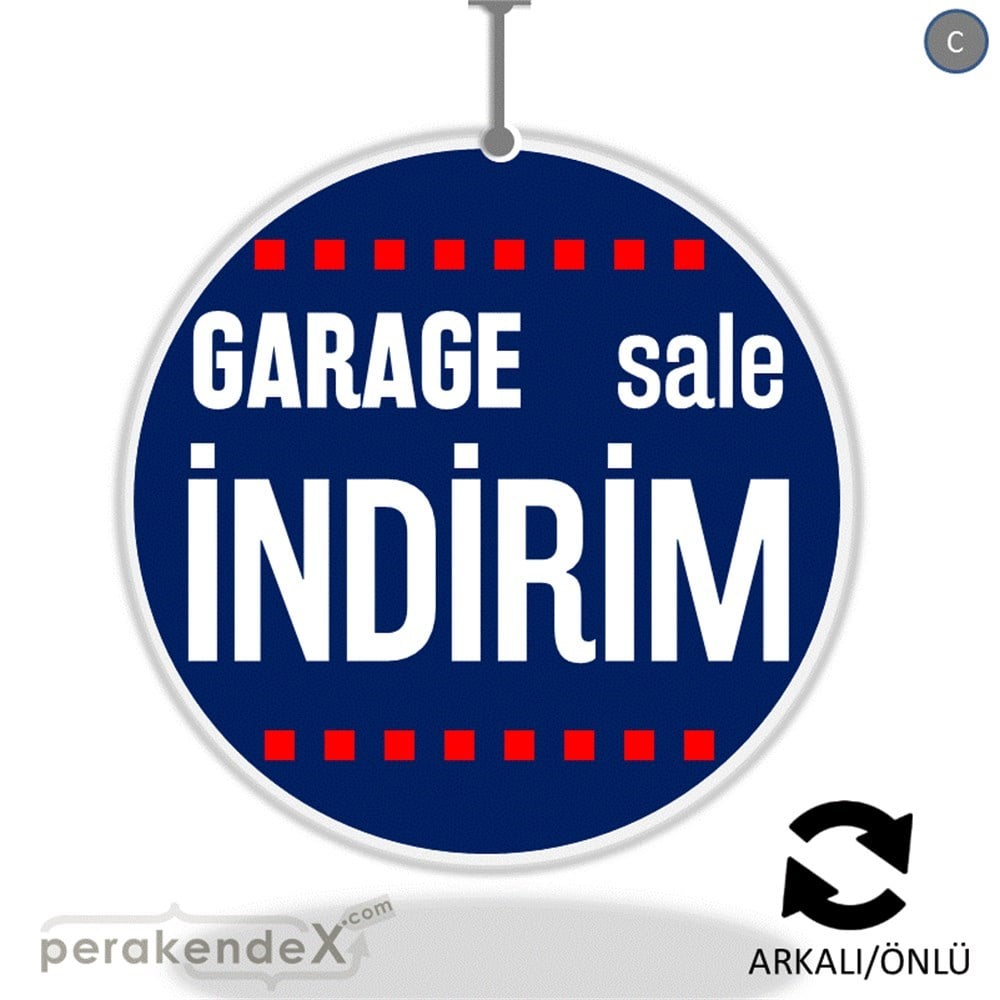 garage sale indirim DÖNKARTI -oval,çift yön baskı