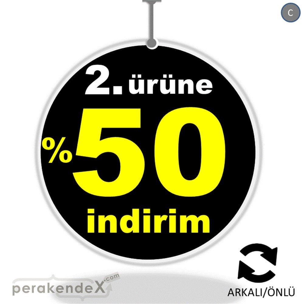 2. ürüne yüzde 50 indirim DÖNKARTI -oval,çift yön baskı