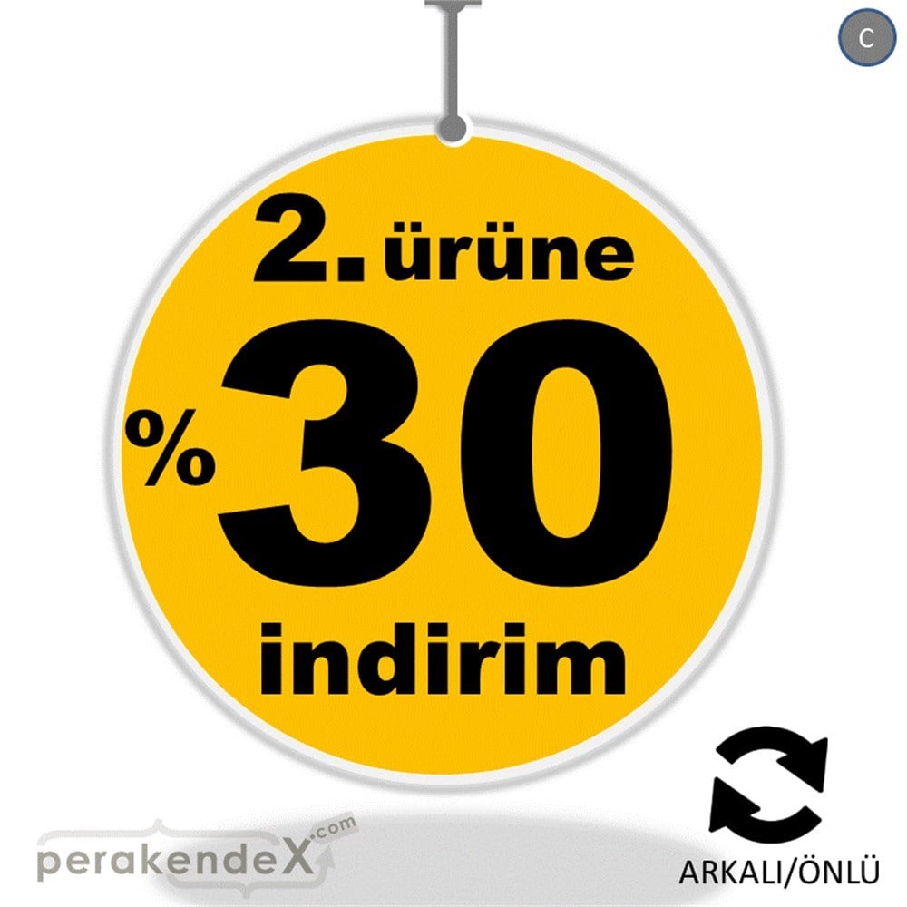 2. ürüne yüzde 30 indirim DÖNKARTI -oval,çift yön baskı
