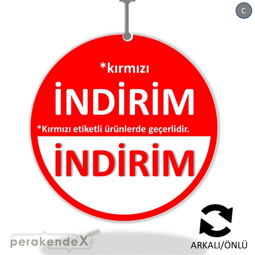 etiket rengine göre indirim DÖNKARTI -oval,çift yön baskı