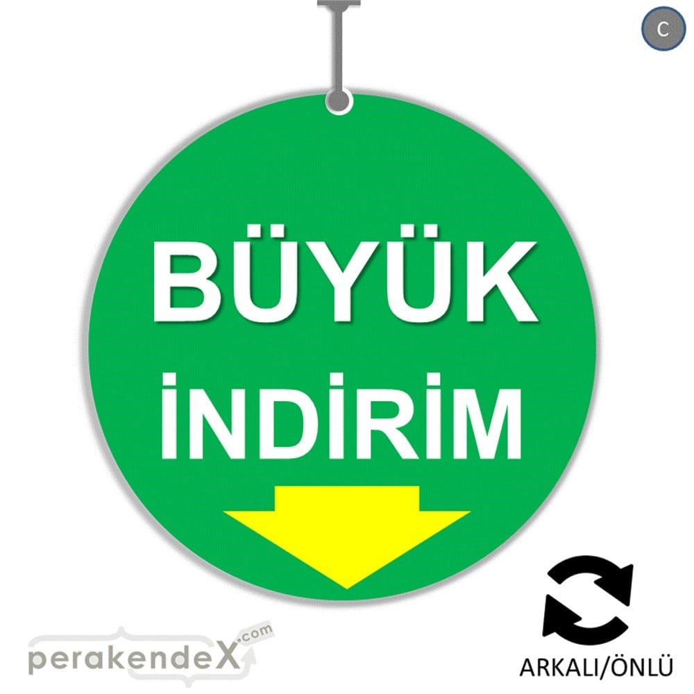 büyük indirim DÖNKARTI -oval,çift yön baskı