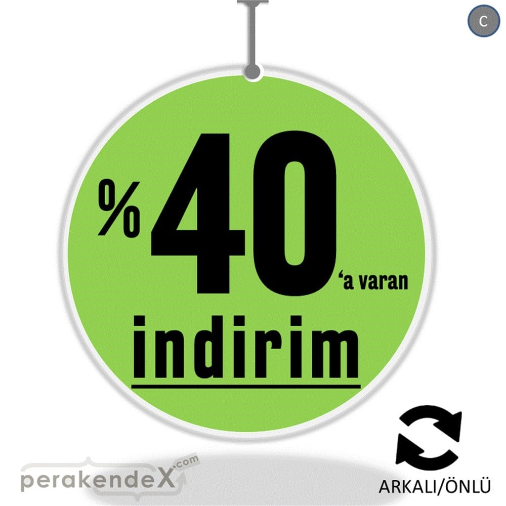 yüzde 40 a varan indirim DÖNKARTI -oval,çift yön baskı