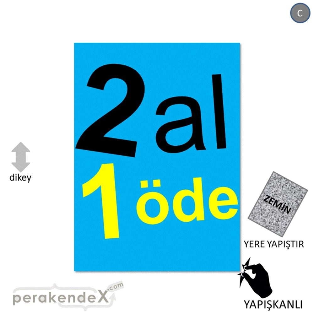 2 al 1 öde YER ZEMİNE YAPIŞIR -dikdörtgen,tek yön baskı