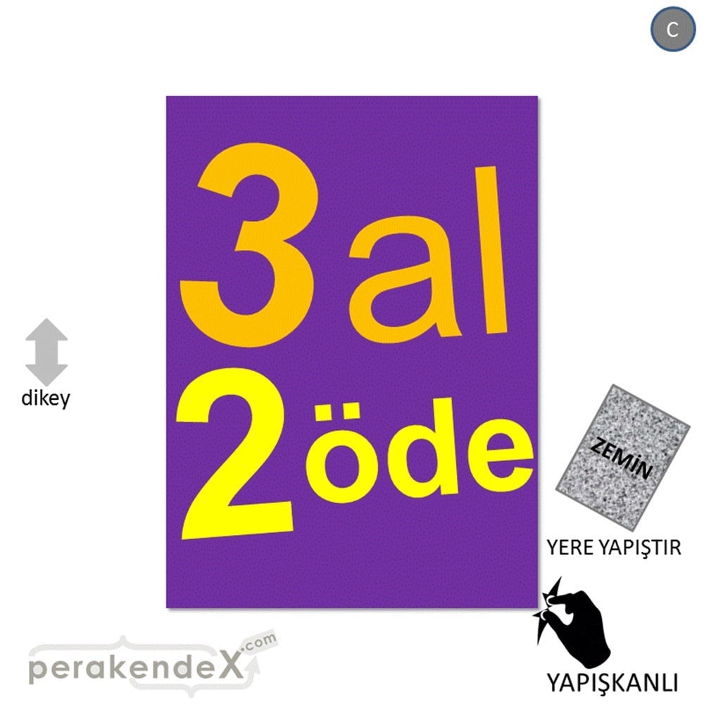 3 al 2 öde YER ZEMİNE YAPIŞIR -dikdörtgen,tek yön baskı