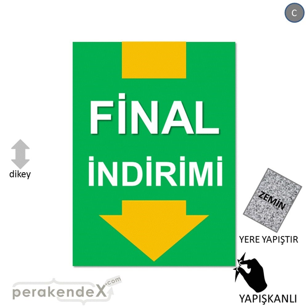 final indirimi YER ZEMİNE YAPIŞIR -dikdörtgen,tek yön baskı