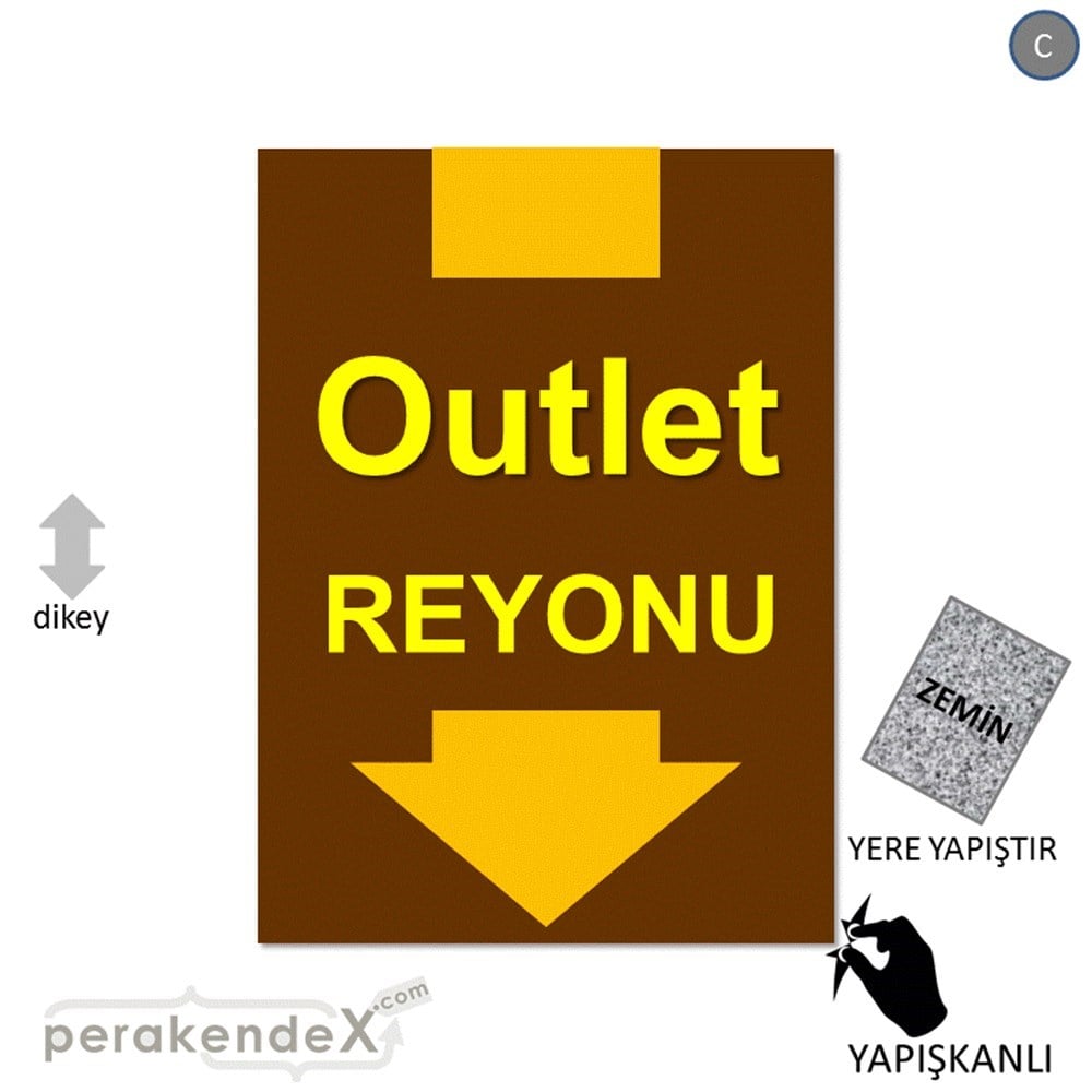 outlet reyonu YER ZEMİNE YAPIŞIR -dikdörtgen,tek yön baskı