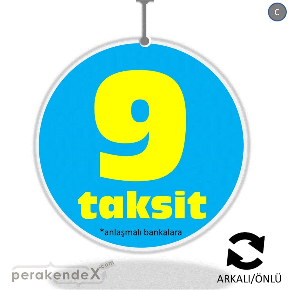 anlaşmalı bankalara 9 taksit DÖNKARTI -oval,çift yön baskı