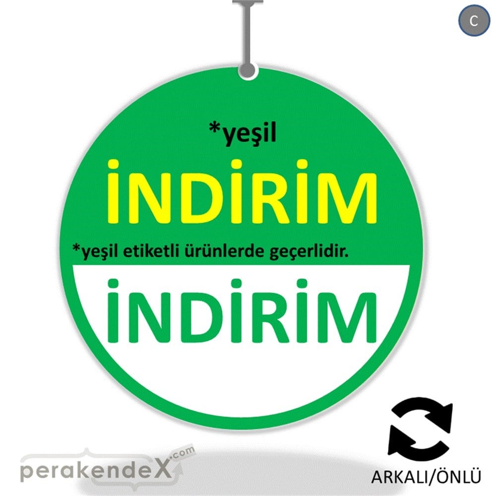 etiket rengine göre indirim DÖNKARTI -oval,çift yön baskı