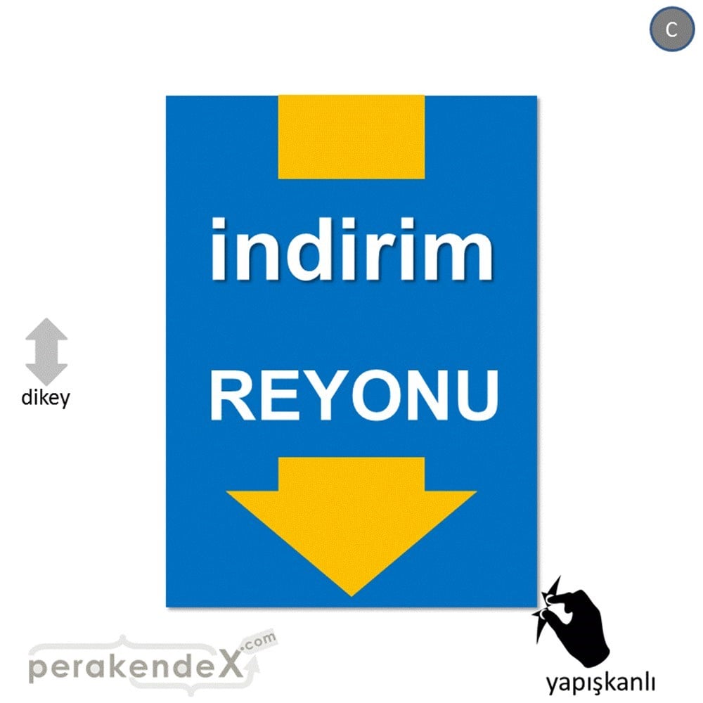 indirim reyonu CAMA YAPIŞAN FOLYO -dikdörtgen,tek yön baskı